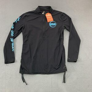 UV Skinz Rash Guard Womens Medium Black USA Water Ski UPF 50+ Swim Shirt